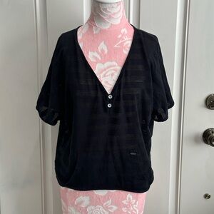 Roxy Women’s Black Eyelet Cotton Beach Top - S